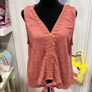 Elegant Sleeveless Button-Front Blouse - Coral